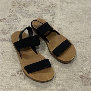 Steve Madden Black and Tan Sandals